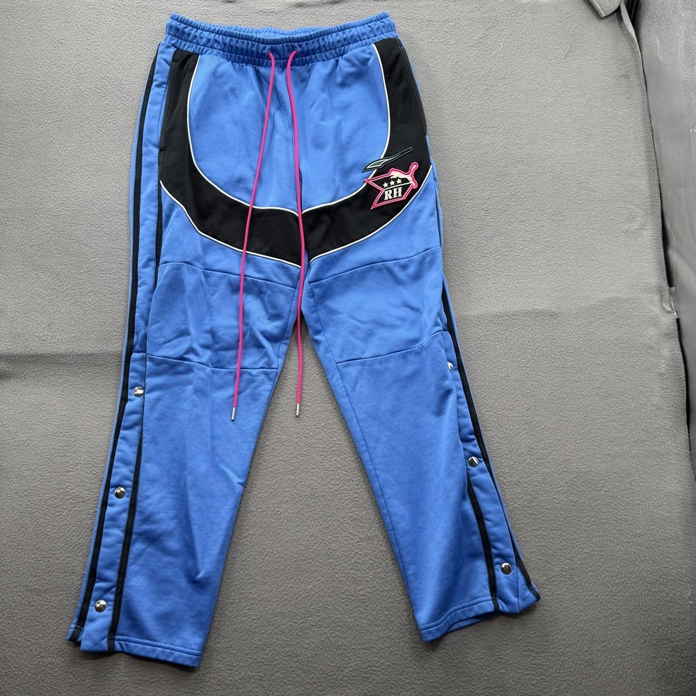 Puma X Rhude Pants Mens Large Blue Track Colorblock Snap Side Stripe Athletic